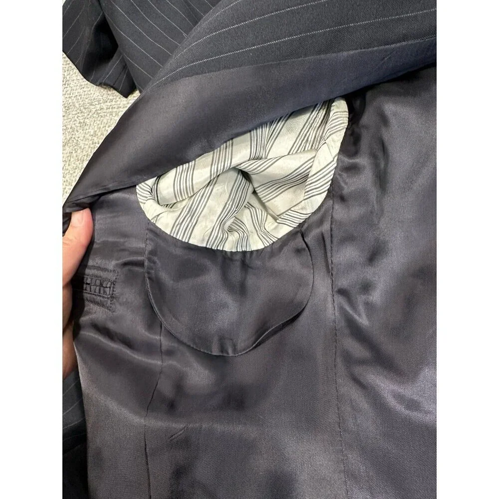Vtg Brooks Brothers Suit‎ Jacket Mens 43L Blue Striped Wool Union USA Sport Coat